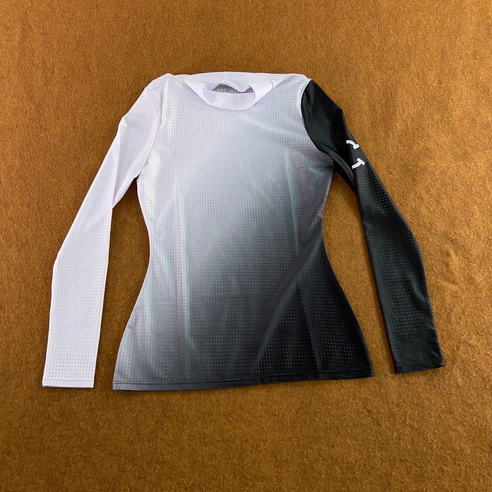 Equestrian Club Womens XS Black White Ombre Perforated Mesh Sun Shirt New
